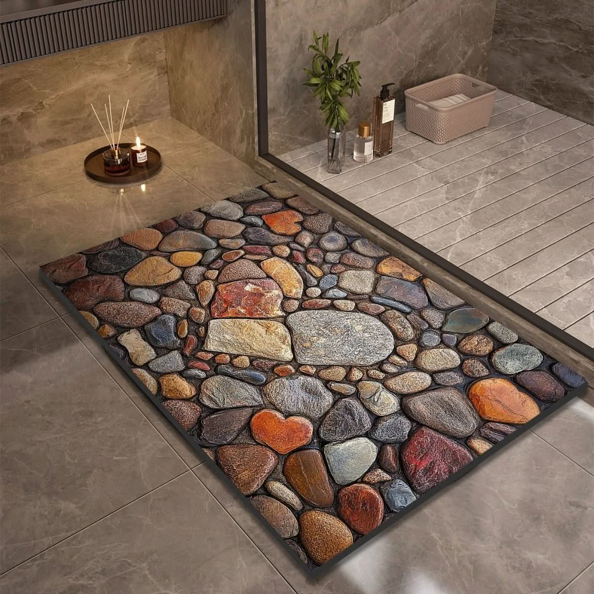 Quick Drying Non-Slip Stone Bath Mat for Bathroom Flooring