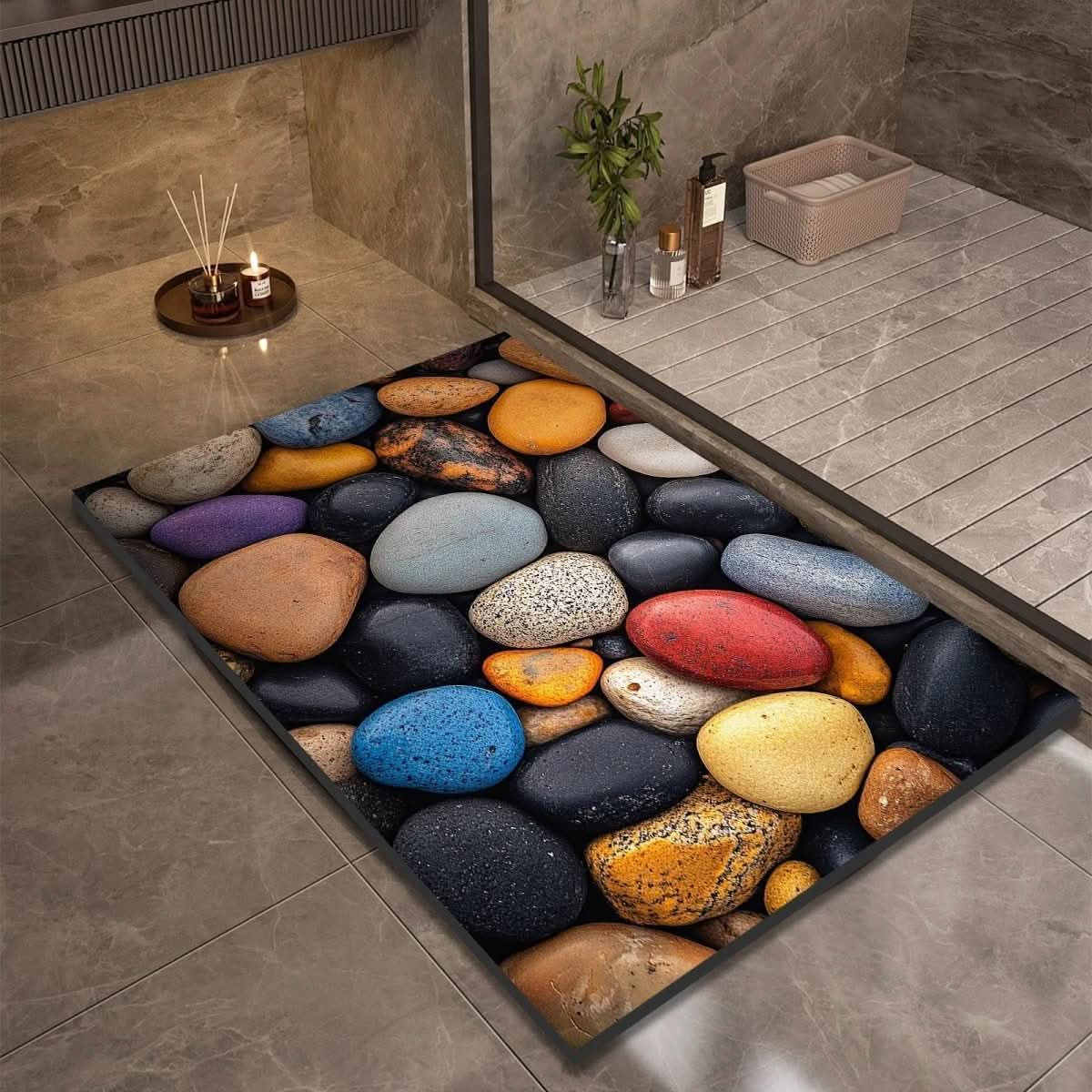 Quick Drying Non-Slip Stone Bath Mat for Bathroom Flooring