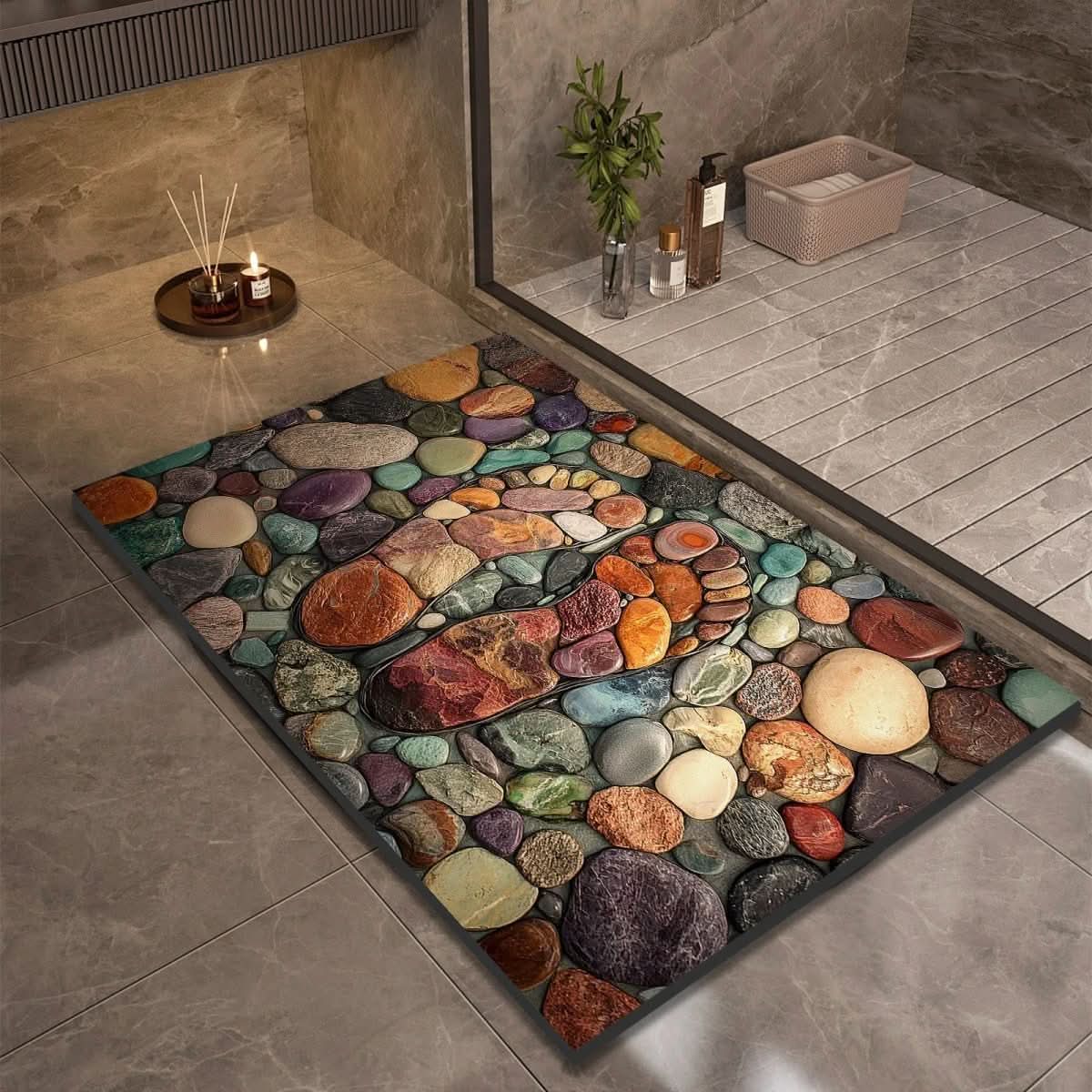 Quick Drying Non-Slip Stone Bath Mat for Bathroom Flooring