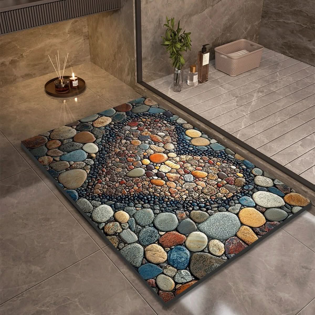Quick Drying Non-Slip Stone Bath Mat for Bathroom Flooring