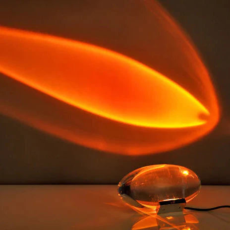 LED Mood Lighting Table Lamp – Oval Crystal Design in Warm White, Sunset Red & Blue-Violet