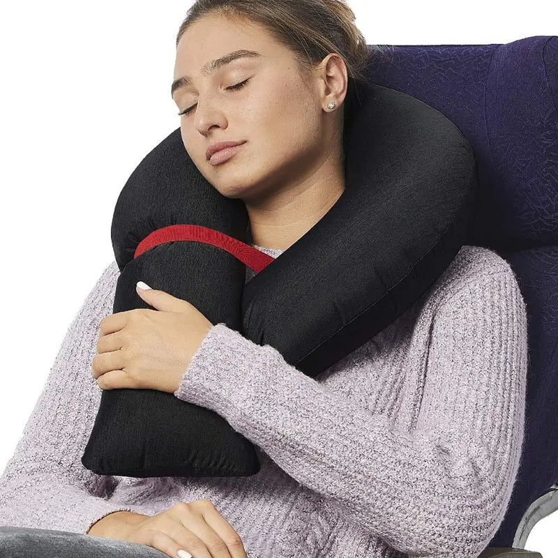 Travel Neck Pillow – Inflatable, Adjustable Softness, Comes with Pouch