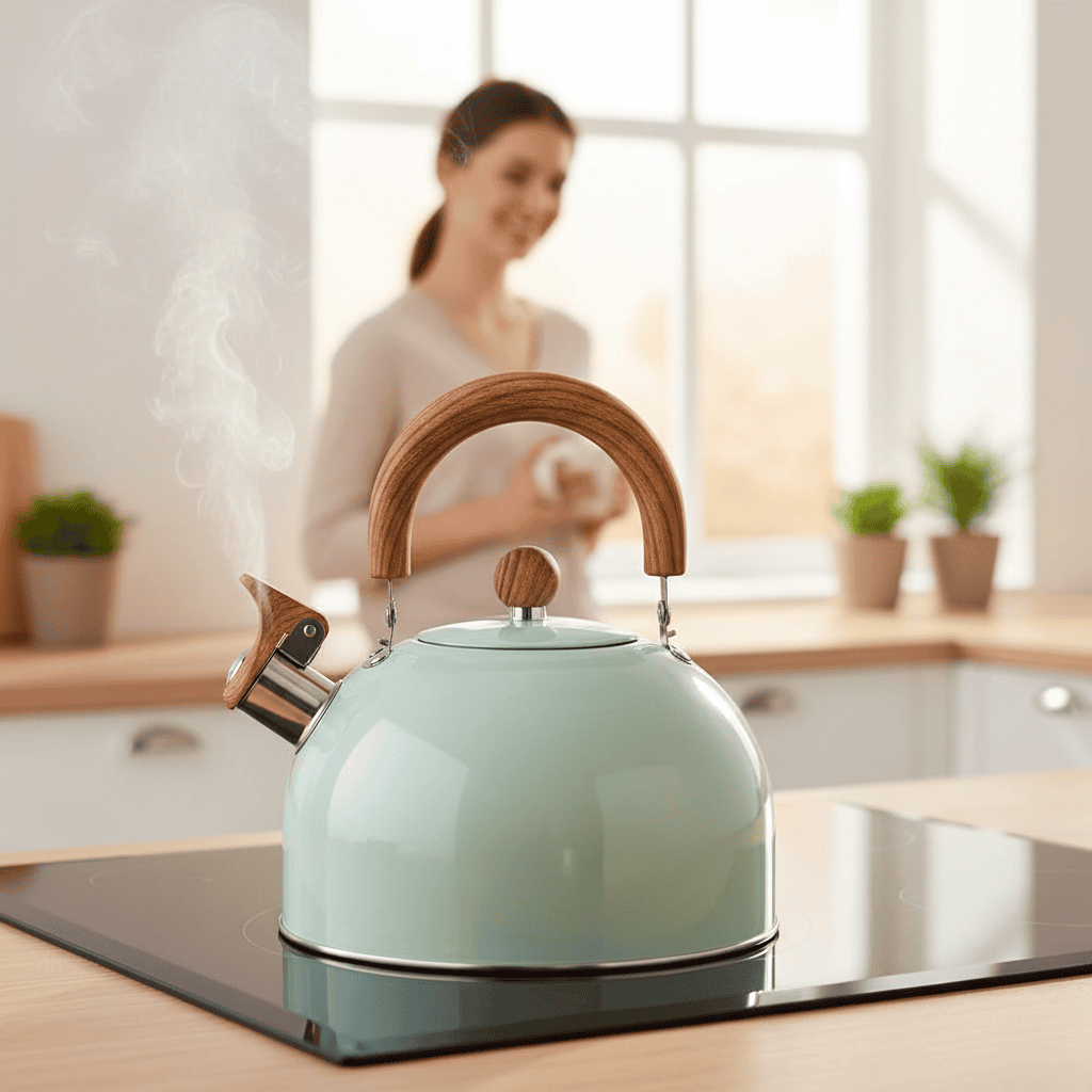3L Stainless Steel Kettle with Whistle and Heat-Resistant Handle