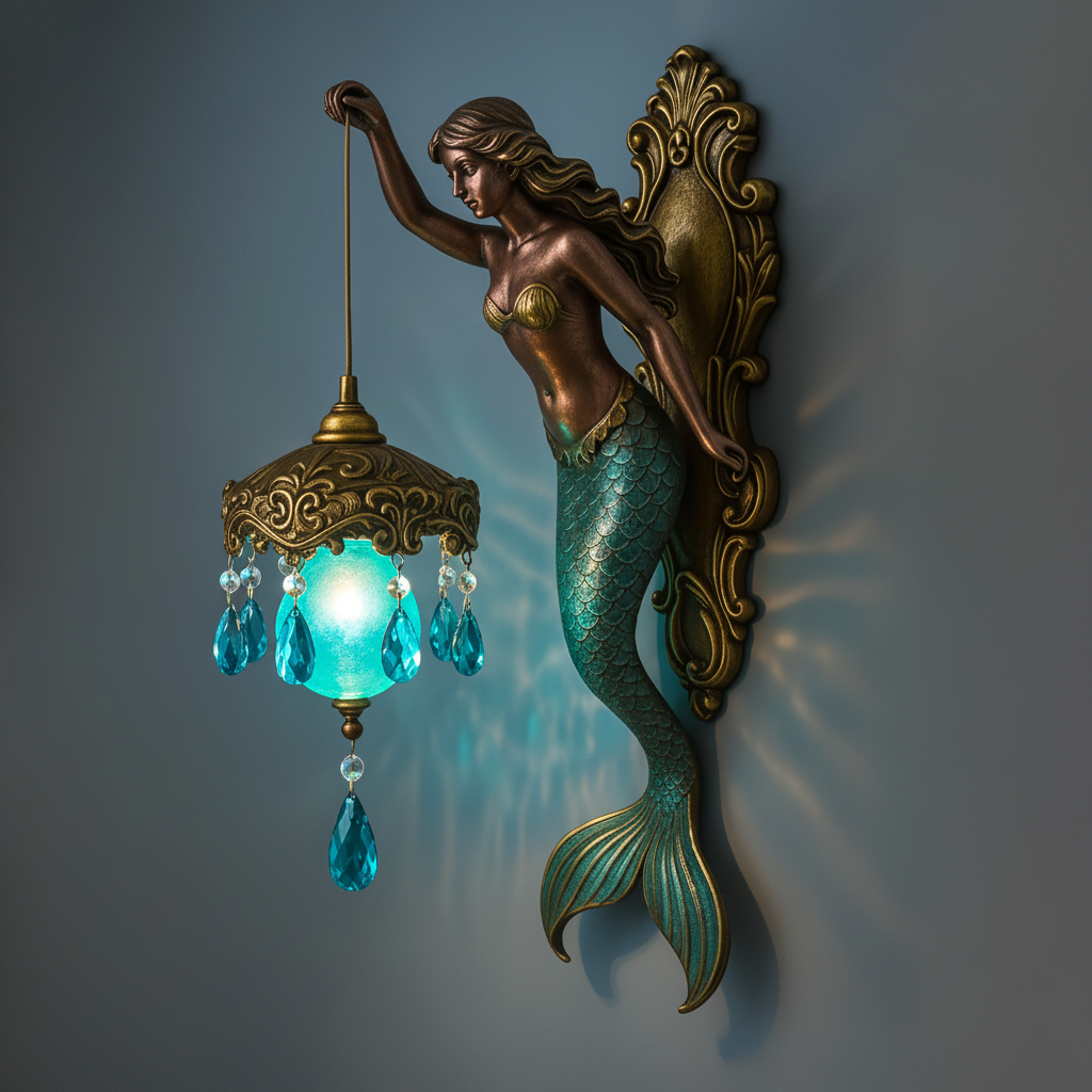 OceanGlow - Artisan Mermaid-Inspired Wall Light Fixture