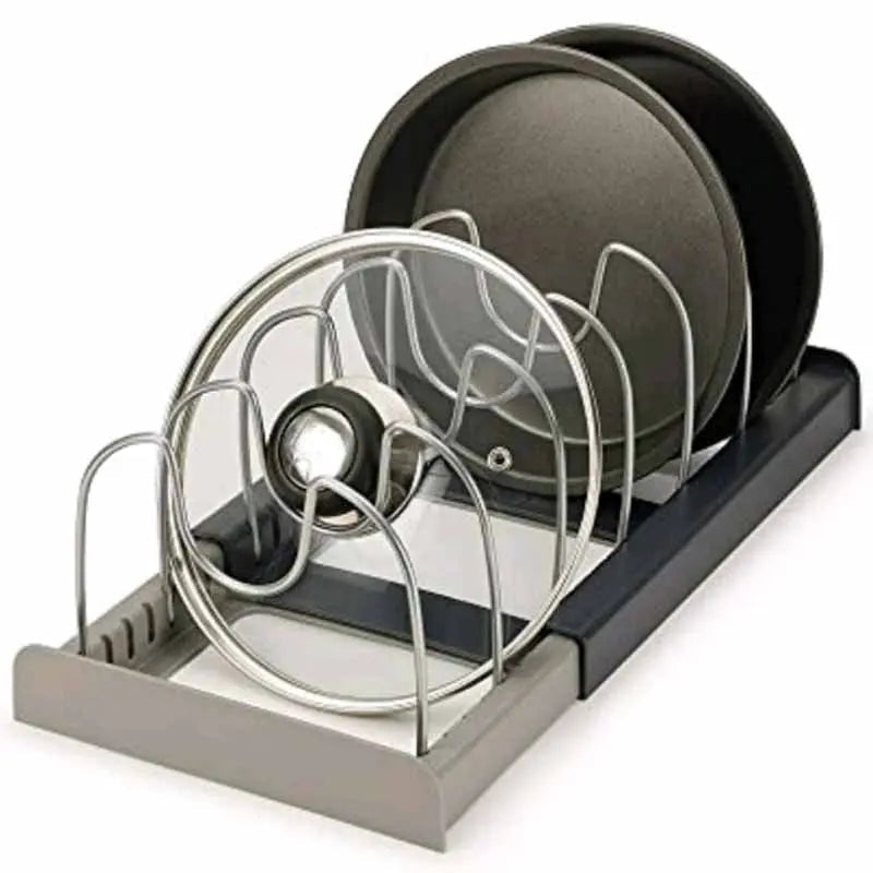 Adjustable Pot and Lid Organizer for Cabinets and Drawers