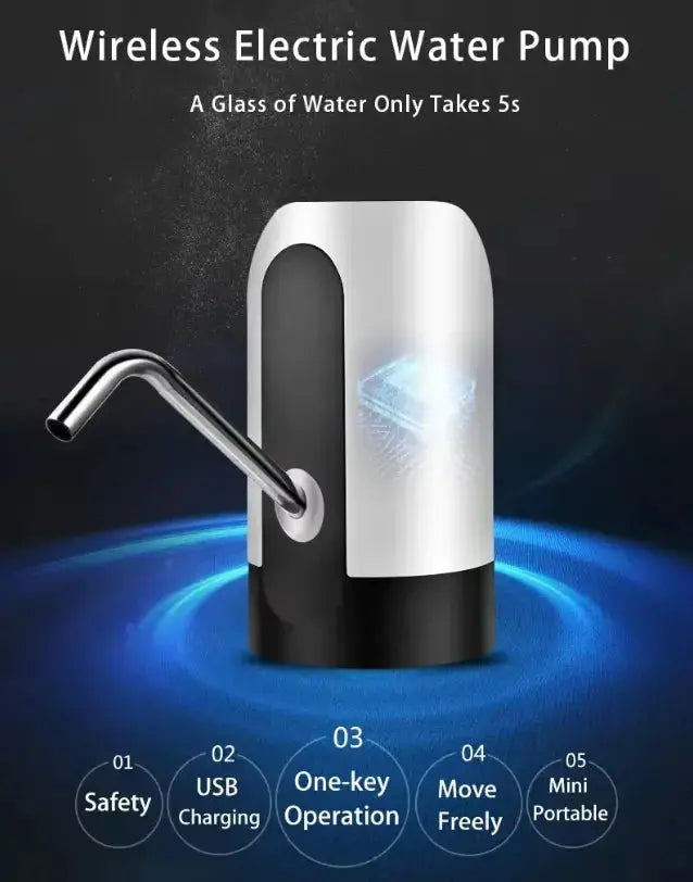 Automatic USB Rechargeable Water Bottle Pump – Wireless Design