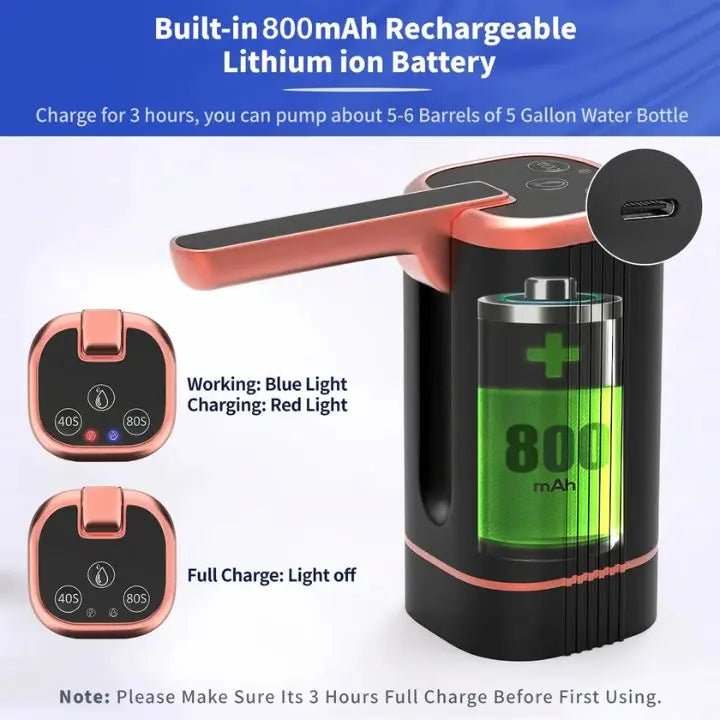 Rechargeable One-Touch Water Pump – Portable Dispenser for 5-Gallon Bottles