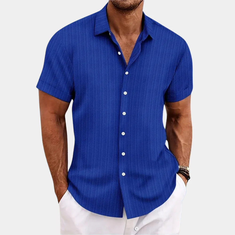 Regular Fit Linen Cotton Shirt with Open Stitch Design and Breathable Fabric