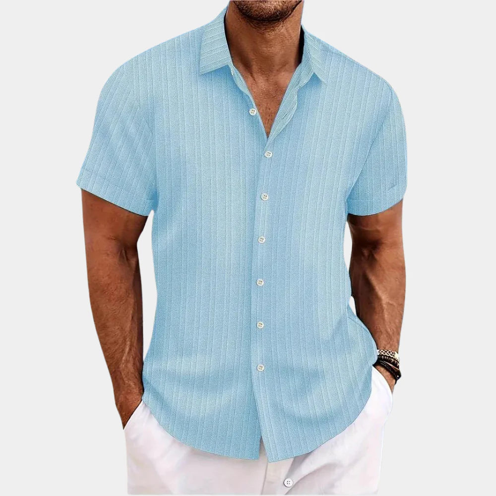 Regular Fit Linen Cotton Shirt with Open Stitch Design and Breathable Fabric