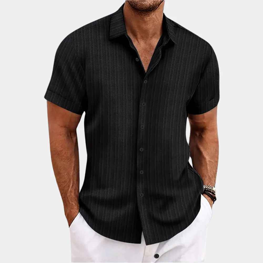 Regular Fit Linen Cotton Shirt with Open Stitch Design and Breathable Fabric