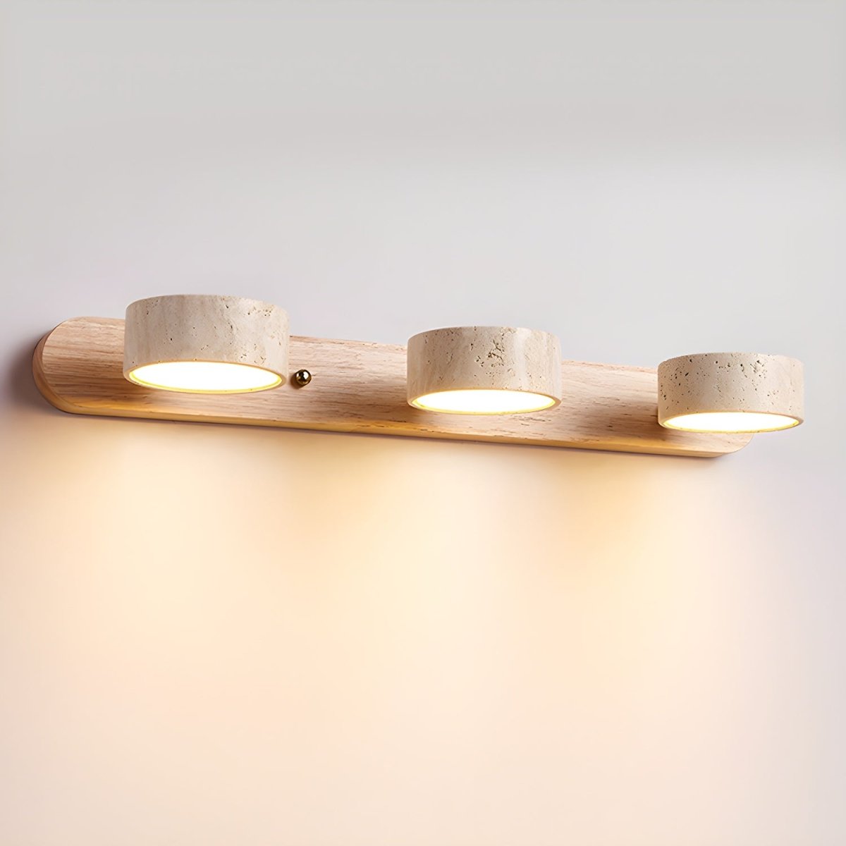 LuxeGlow - Contemporary LED Wall Light with Natural Stone and Wood