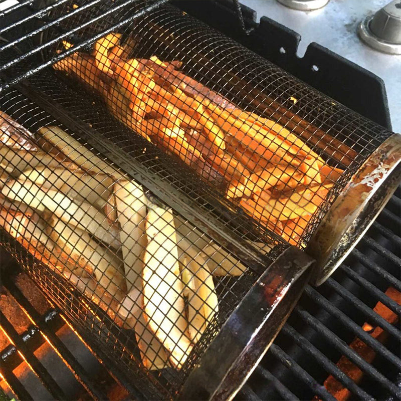 Rotating BBQ Grill Basket | 360° Swivel | Even Heat Distribution | Stainless Steel