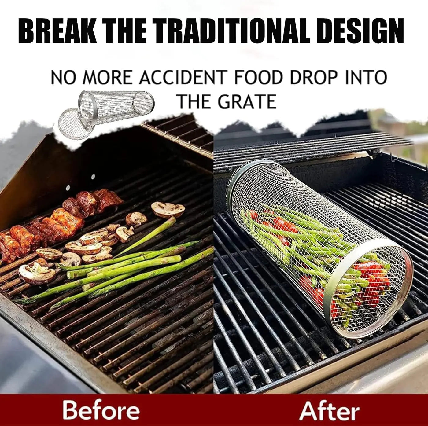 Grill Basket - Cylindrical Design for Maximum Cooking Capacity