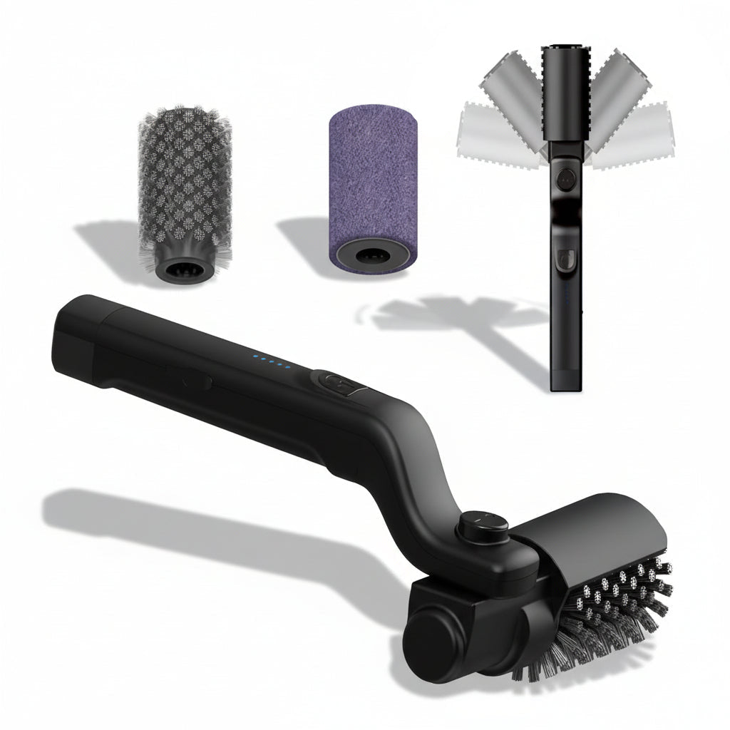 Rechargeable Electric Grill Brush with Rotating Bristles & 2 Heads