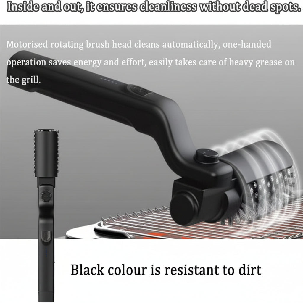 Rechargeable Electric Grill Brush with Rotating Bristles & 2 Heads