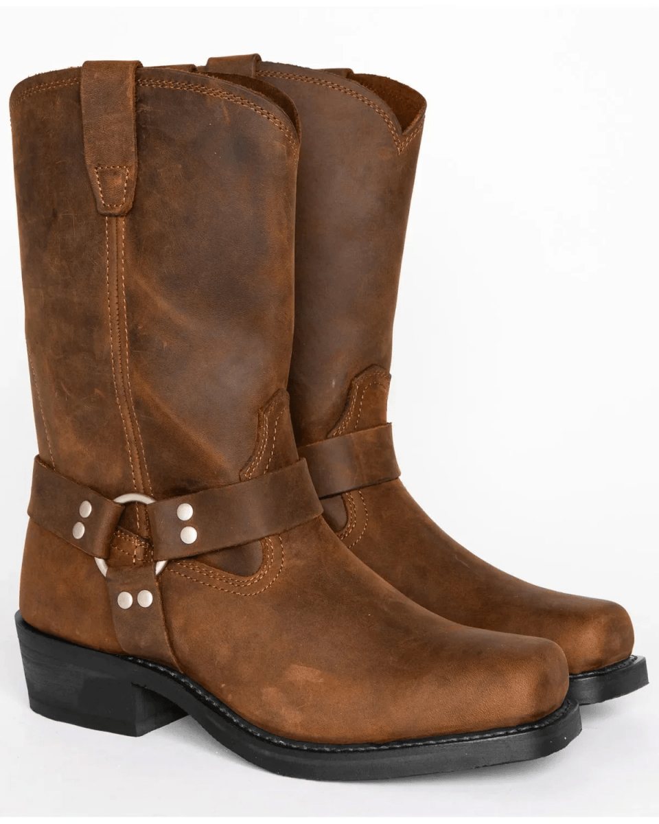Men's Rugged Waterproof Boots with Stylish Harness Design