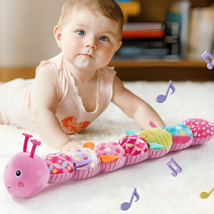 Musical Plush Caterpillar Sensory Toy for Babies – Crinkle and Rattle