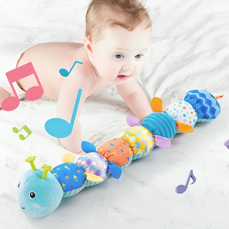 Musical Plush Caterpillar Sensory Toy for Babies – Crinkle and Rattle