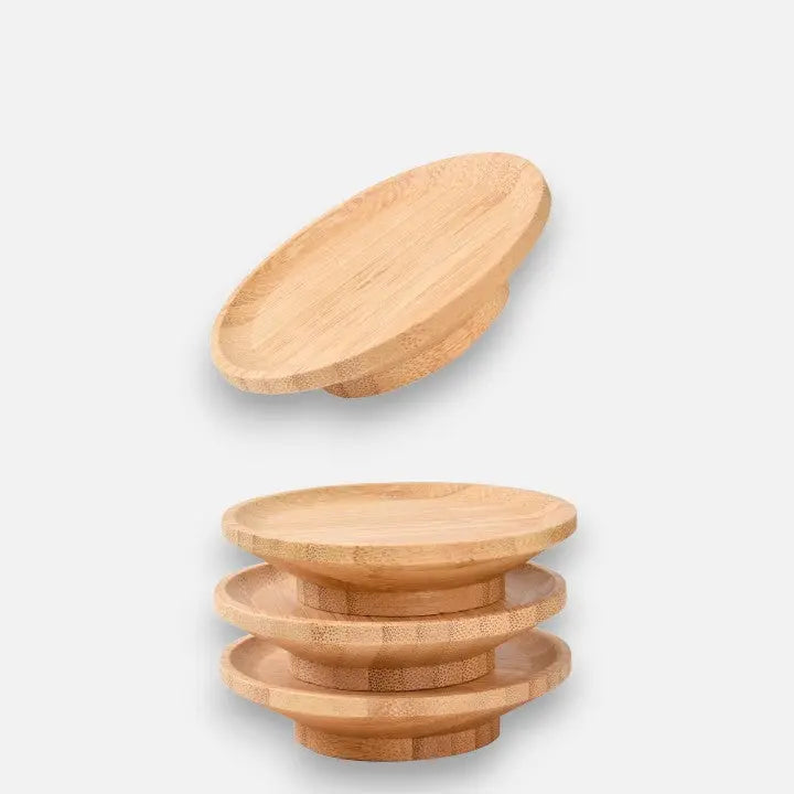 Set of 4 Bamboo Wine Glass Snack Holders