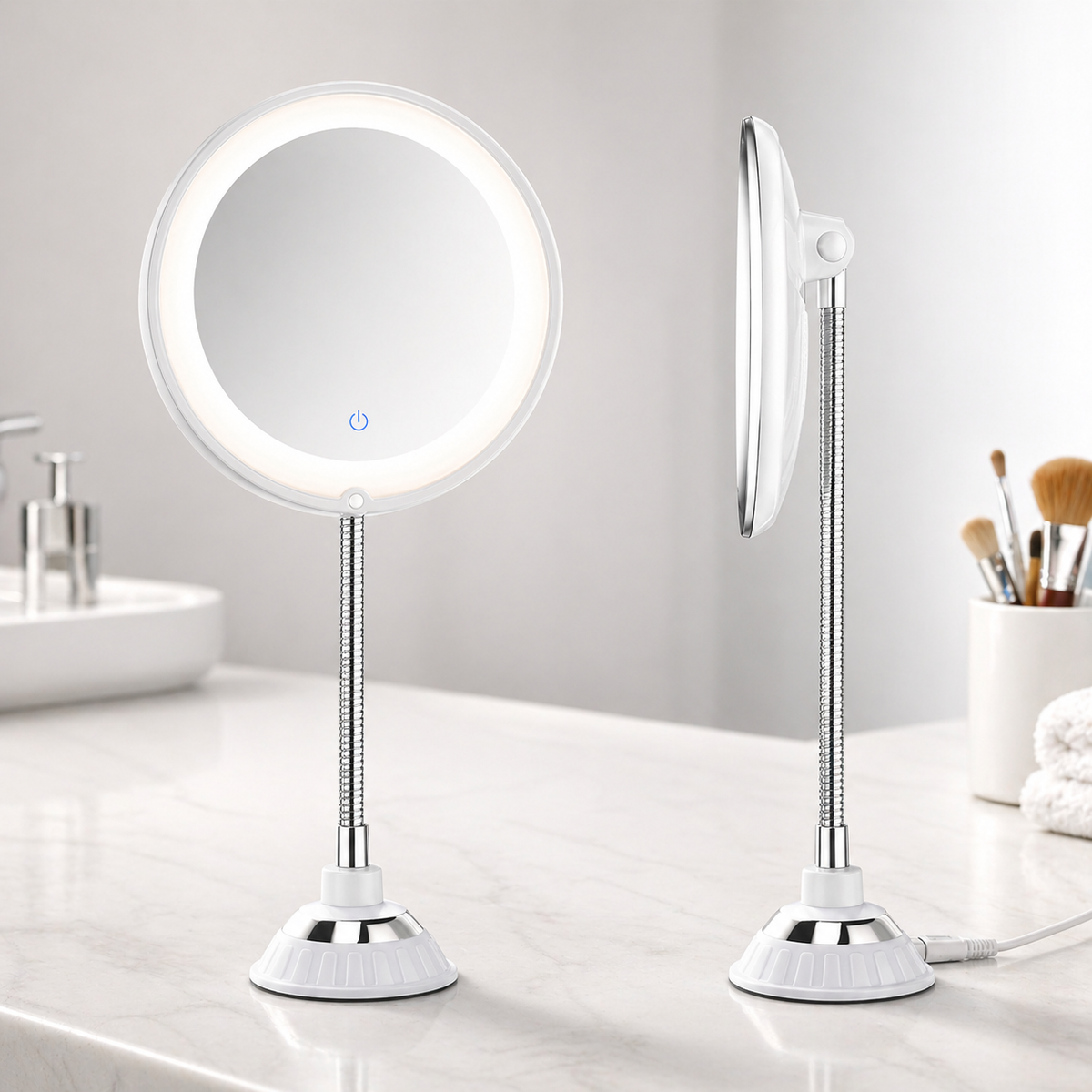 Wall-Mounted Magnifying Mirror for Detailed Close-Up Grooming & Makeup