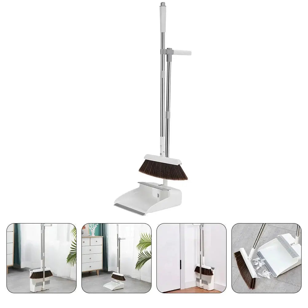 Broom and Dustpan Set | Stand Upright for Easy Sweeping Without Bending