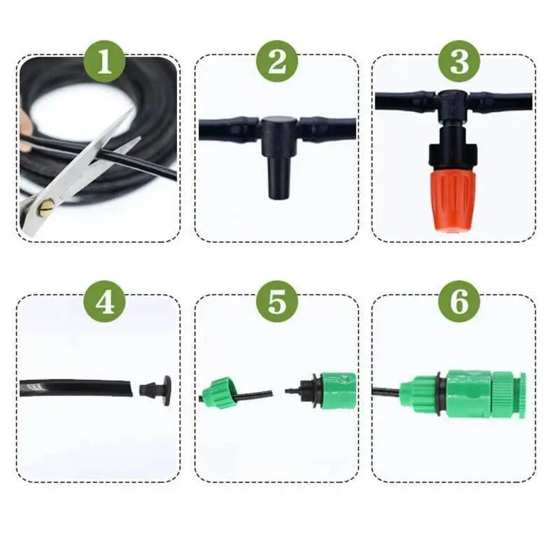 Irrigation System | Automatic Fine Mist Spray Device | Flexible Hose Guide