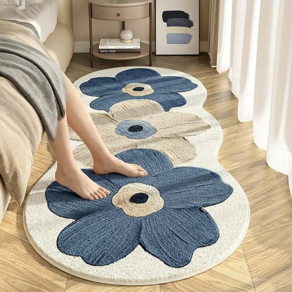 Irregular Shaped Floral Area Rug