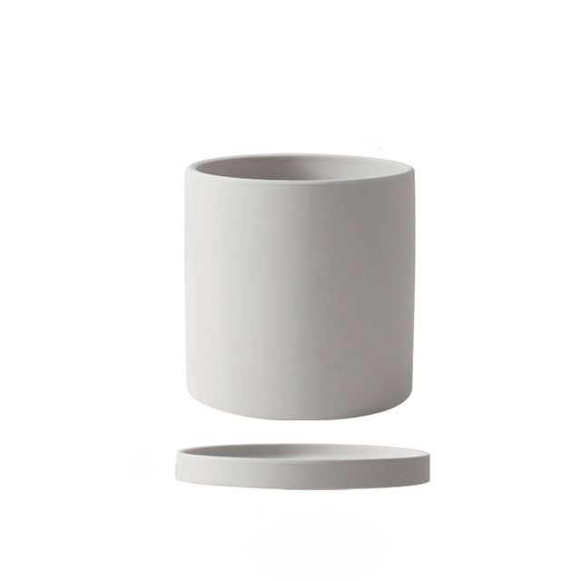 Flower Pot with Drainage Hole and Saucer | Matte Finish | Nordic Style