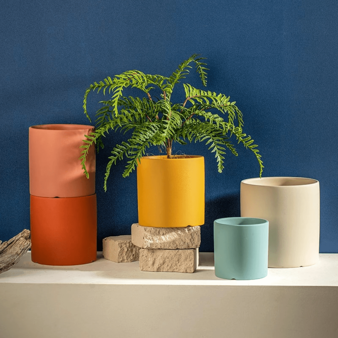 Flower Pot with Drainage Hole and Saucer | Matte Finish | Nordic Style