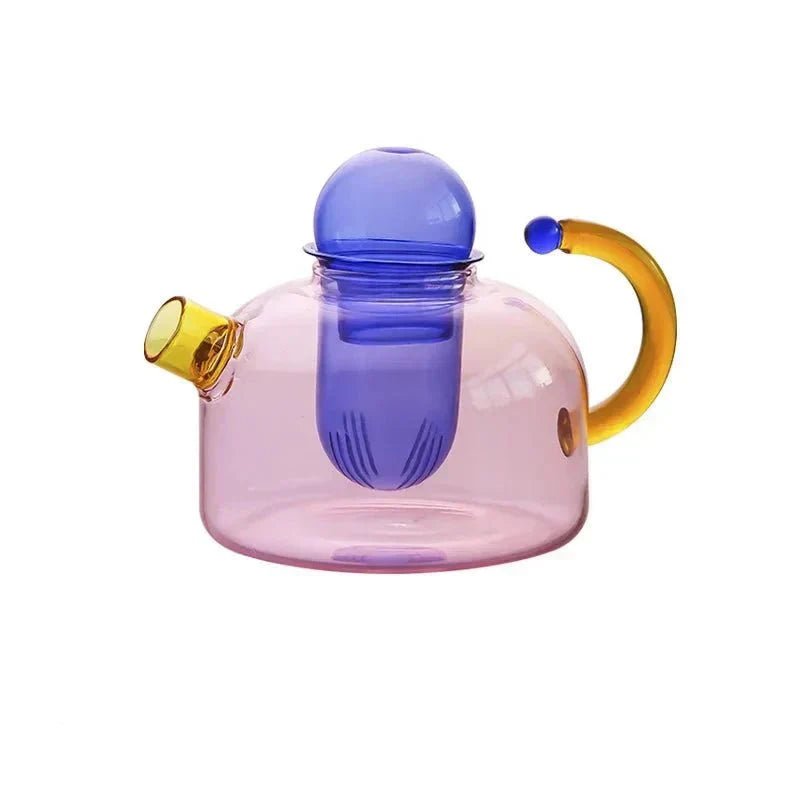 Elegant Clear Glass Teapot and Cup Set with Infuser