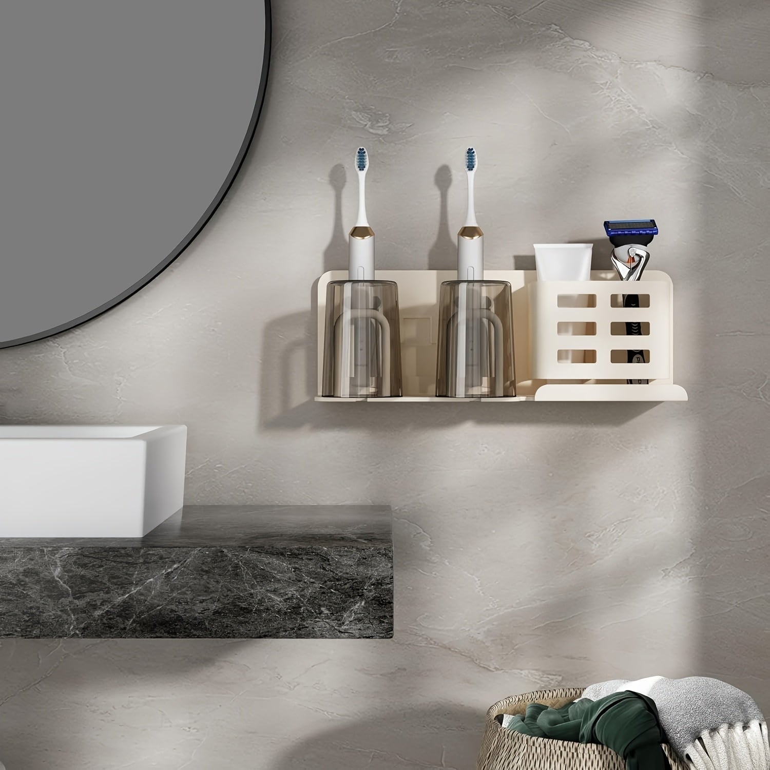 SleekWall Toothbrush Organizer with Smart Drainage System