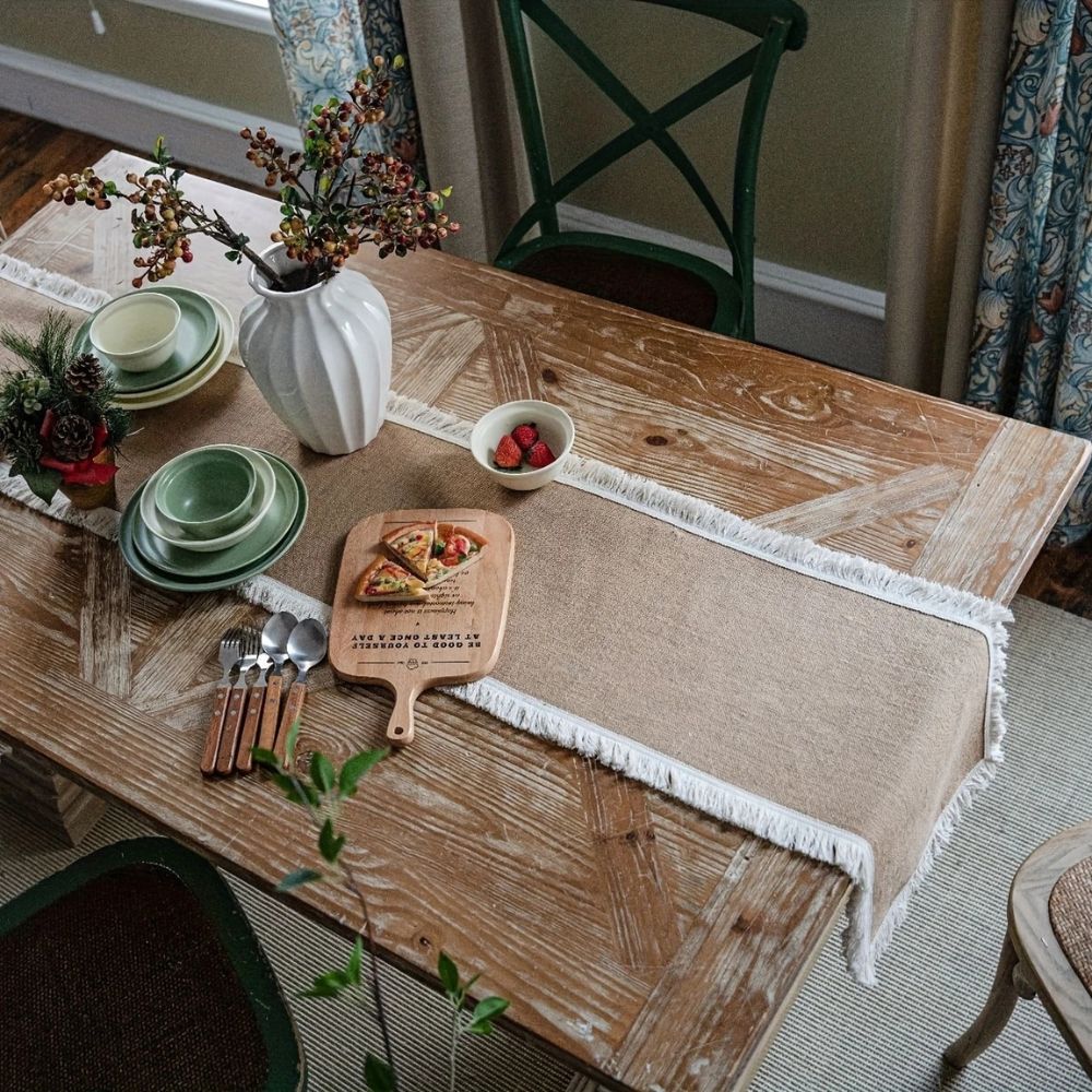 Rustic Textured Jute Table Runner for Stylish Gatherings