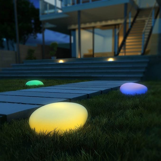 Weatherproof Garden Stone Lamp with USB Charging and Remote Control