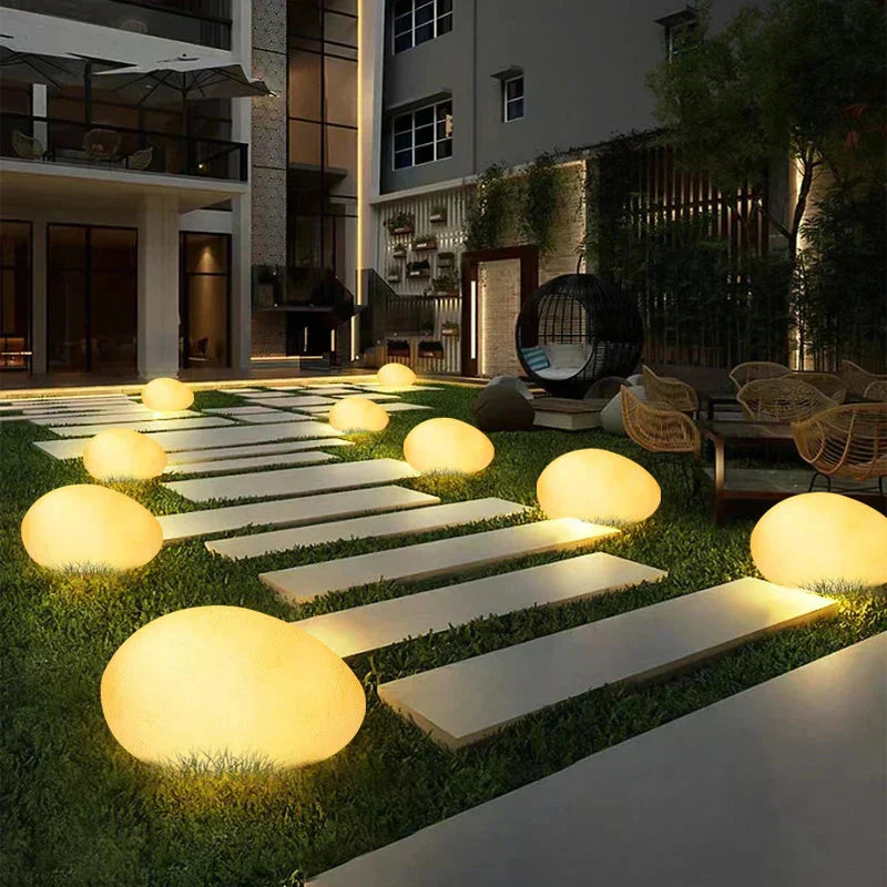 Weatherproof Garden Stone Lamp with USB Charging and Remote Control