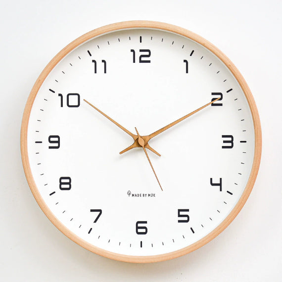 Scandinavian Style Wooden Wall Clock - Quiet Quartz Movement Ø25 cm Ø30 cm