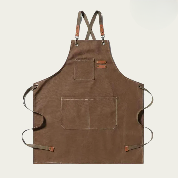 Canvas Work Apron with Cross Straps and Tool Pockets