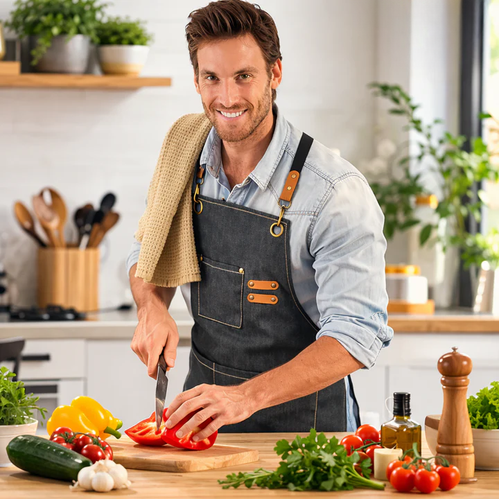 Canvas Work Apron with Cross Straps and Tool Pockets