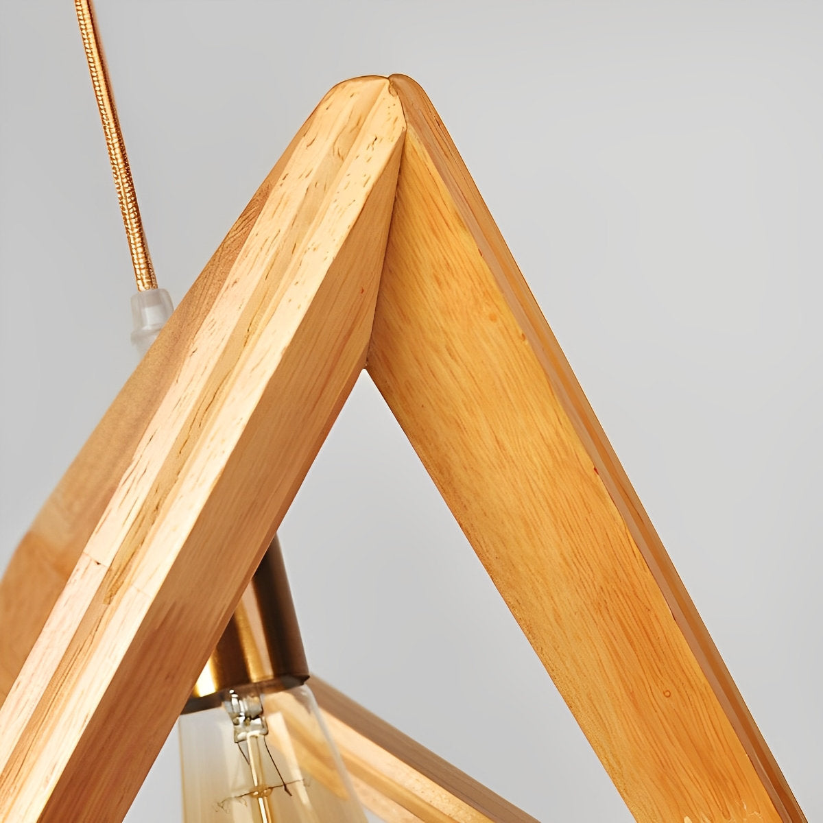 Elegant Wooden Frame Geometric Pendant Light with Adjustable Height