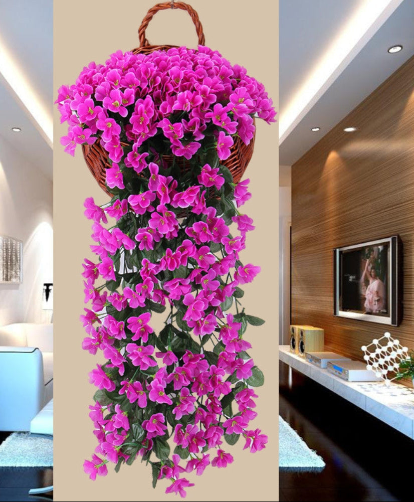 Cascading Flower Arrangement – Artificial Orchid Hanging Planter