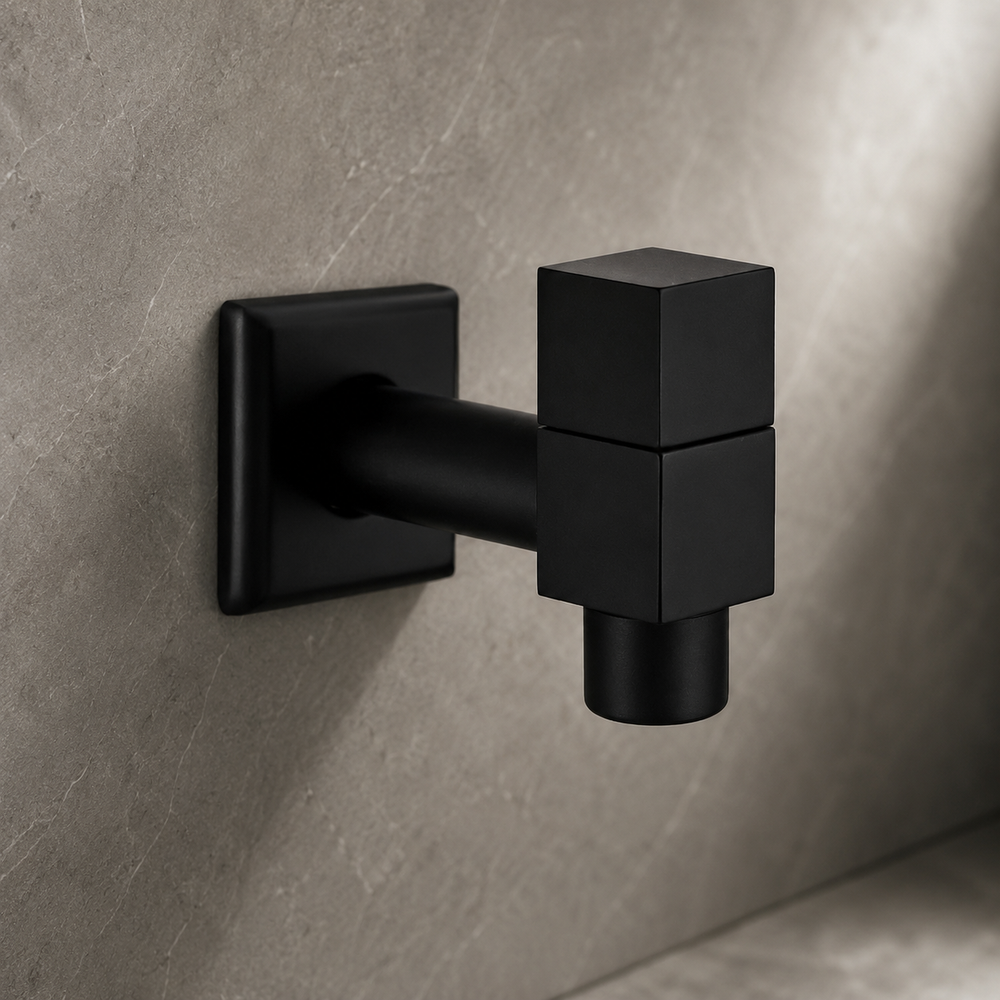 Matte Black Wall-Mounted Faucet with Modern Design