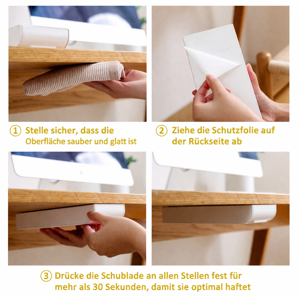 Adhesive-Mounted Concealed Drawer for Desks