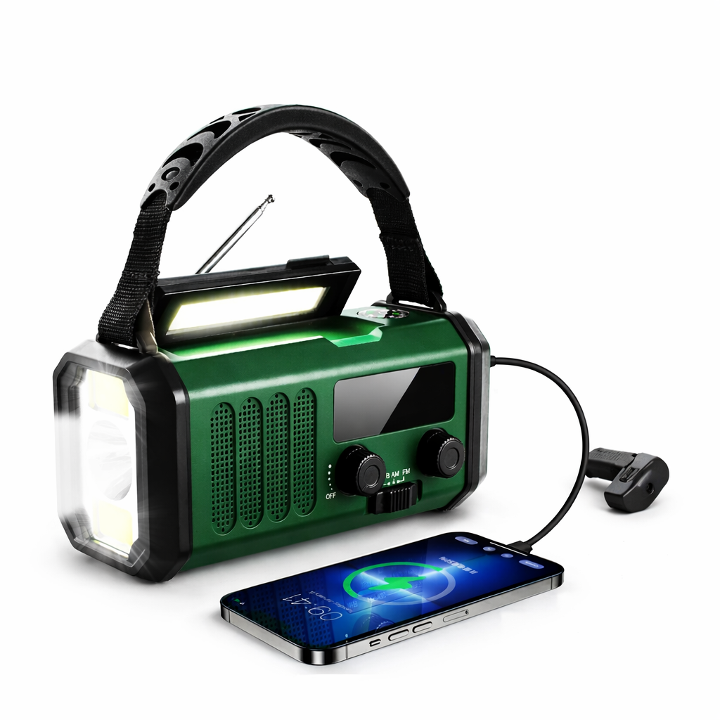 Solar Hand Crank NOAA Weather Radio with SOS Power Bank for Emergencies