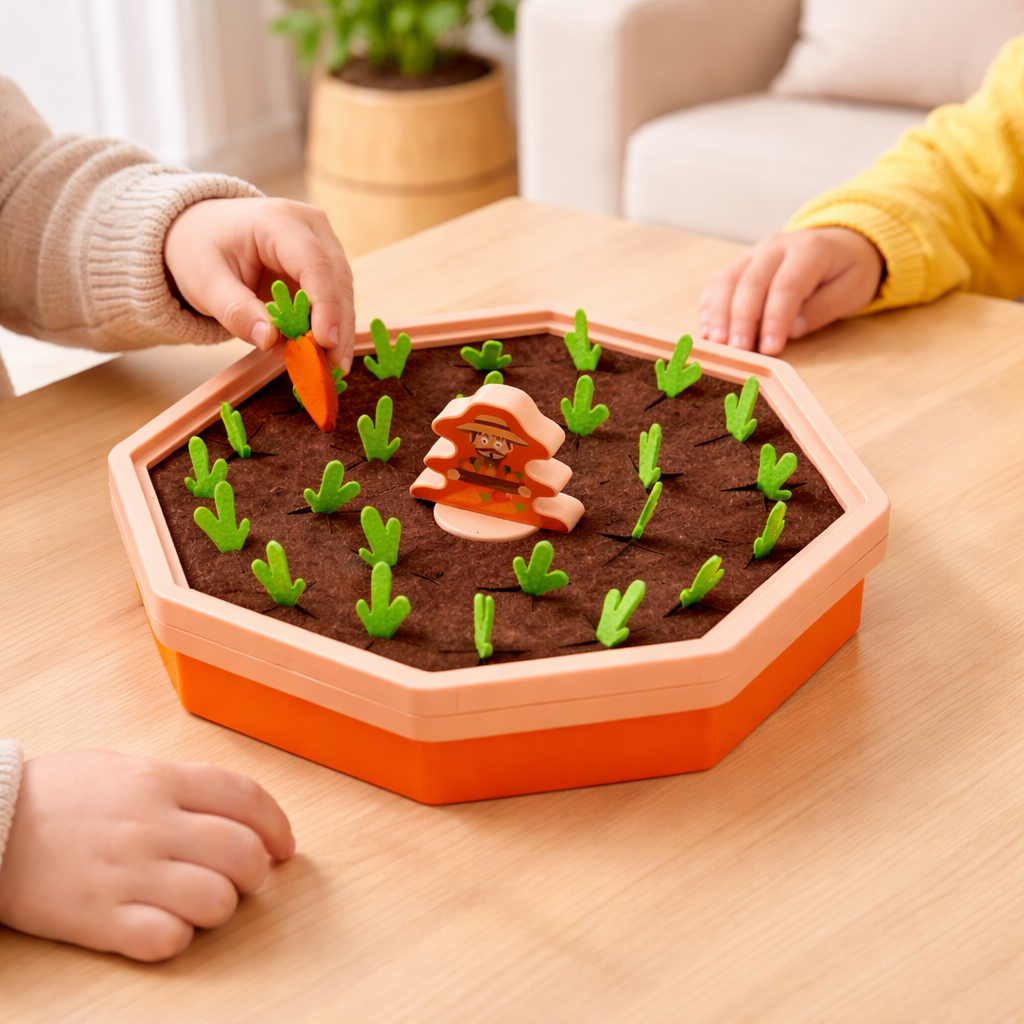 Children's Wooden Game for Carrot Harvesting