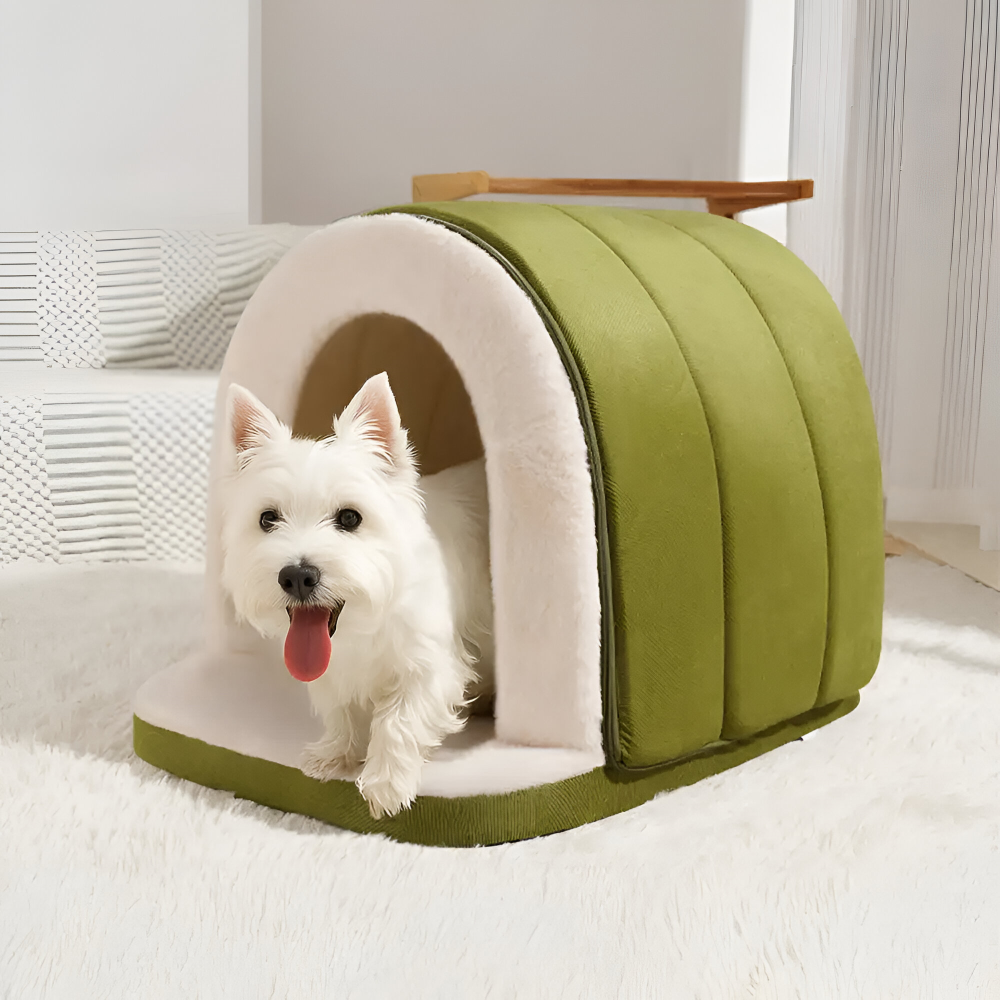 Indoor Pet House - 2-in-1 Small Dog Cave and Covered Cat Bed Tent