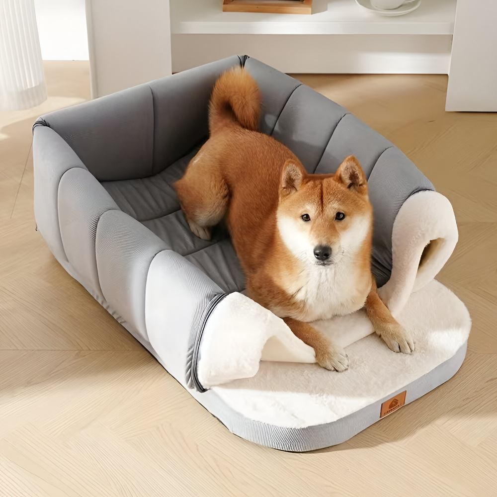 Indoor Pet House - 2-in-1 Small Dog Cave and Covered Cat Bed Tent