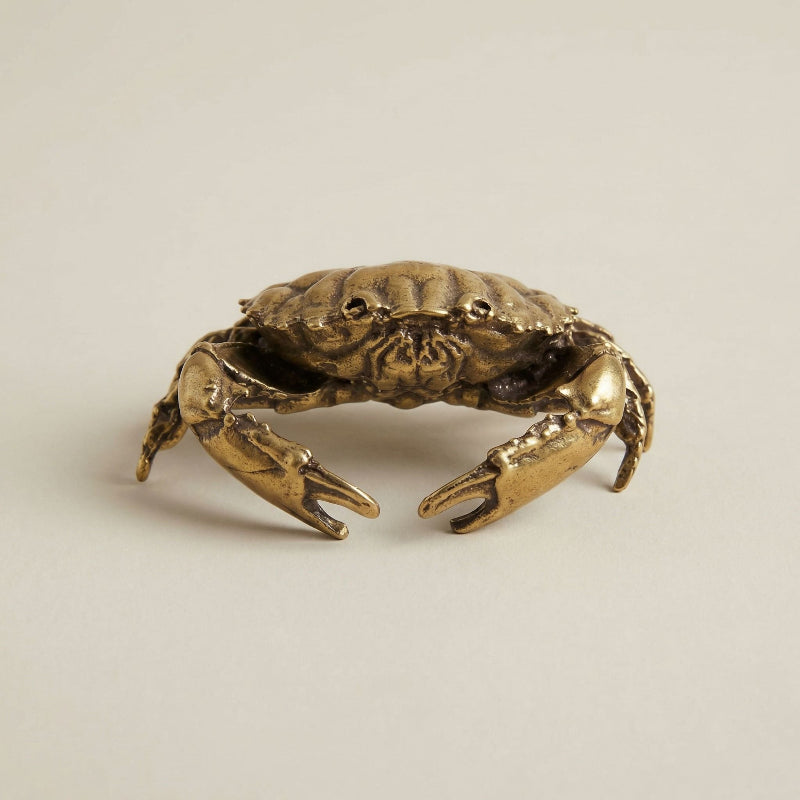 Coastal Charm Brass Crab Sculpture for Nautical Home Décor