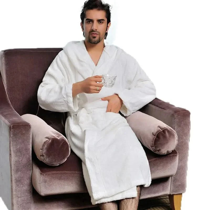 Hooded Cotton Bathrobe - Cozy Lounge Style