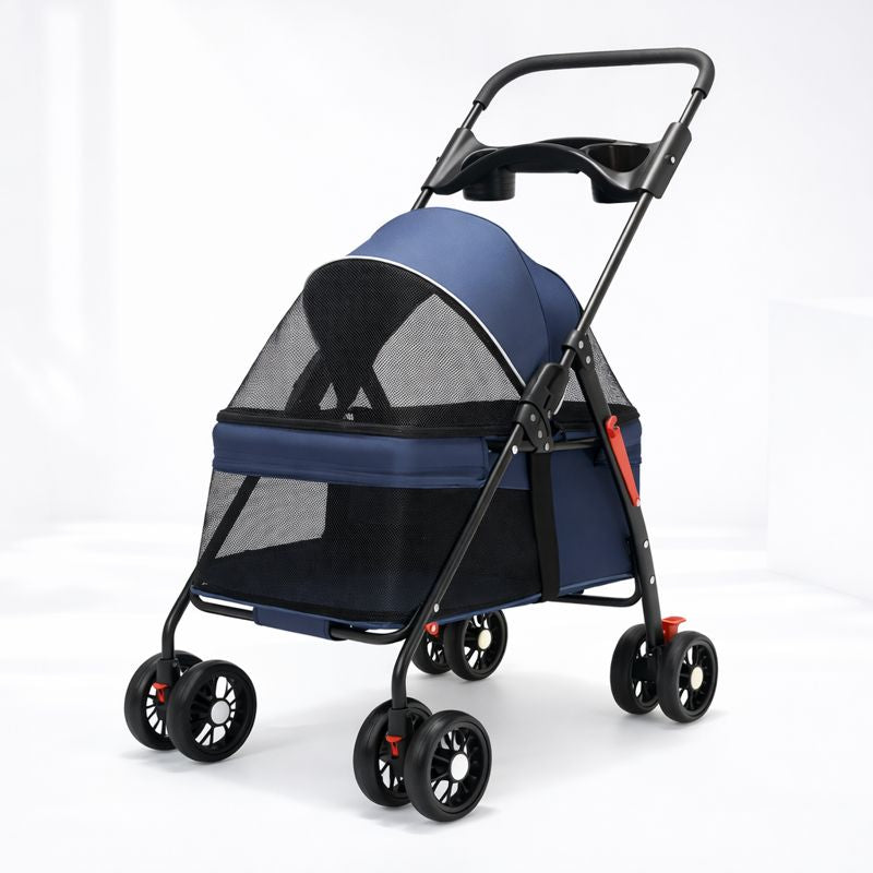 Lightweight Foldable Dog and Cat Stroller – Mesh Pet Carriage for Travel