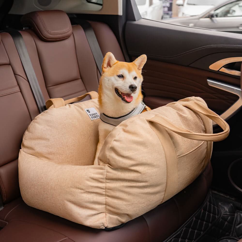Adjustable Dog Car Seat Bed with Safety Straps for Secure Travel
