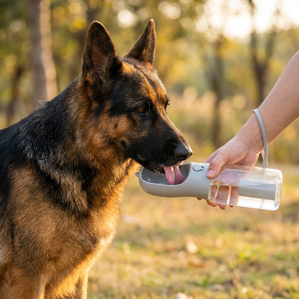 3-in-1 Pet Water Bottle with Food Storage and Waste Bag Dispenser